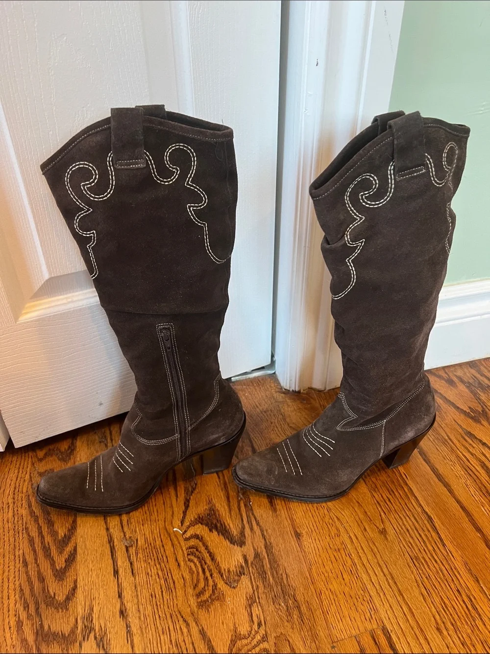 Women's Brown Suede Over-the-Knee Western Boots